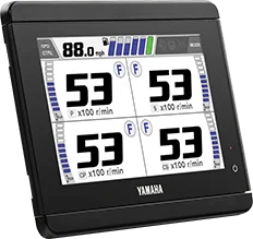Yamaha CL5 five-inch touchscreen display showing engine RPM